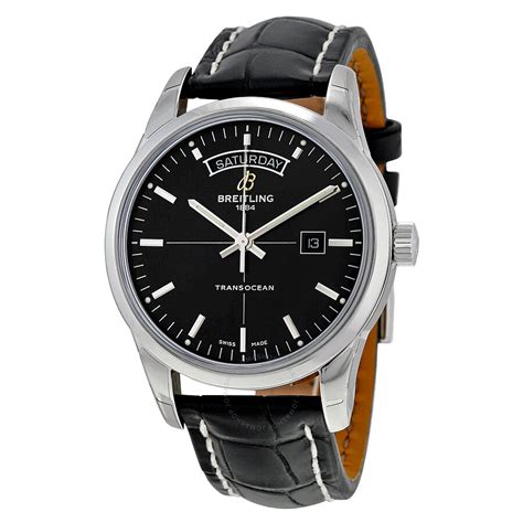 breitling transocean black leather|breitling transocean watches for men.